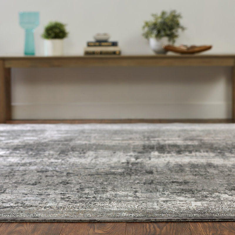 Area Rug in Gray, Rectangle 9'9" x 13'9"