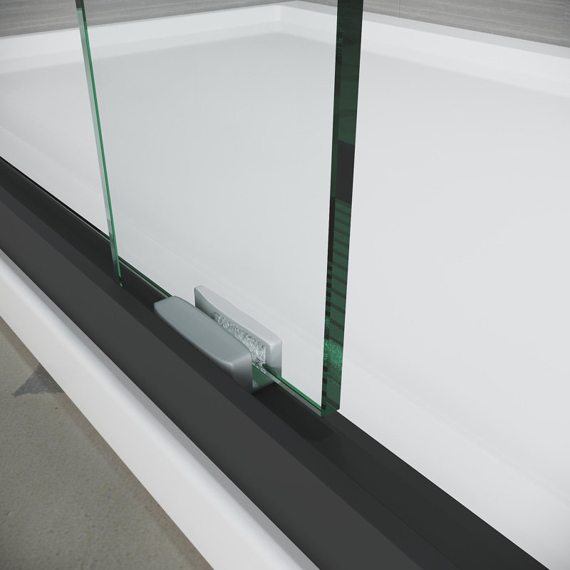 50"-54"W x 72" H Sliding Shower Glass Door, Matt Black