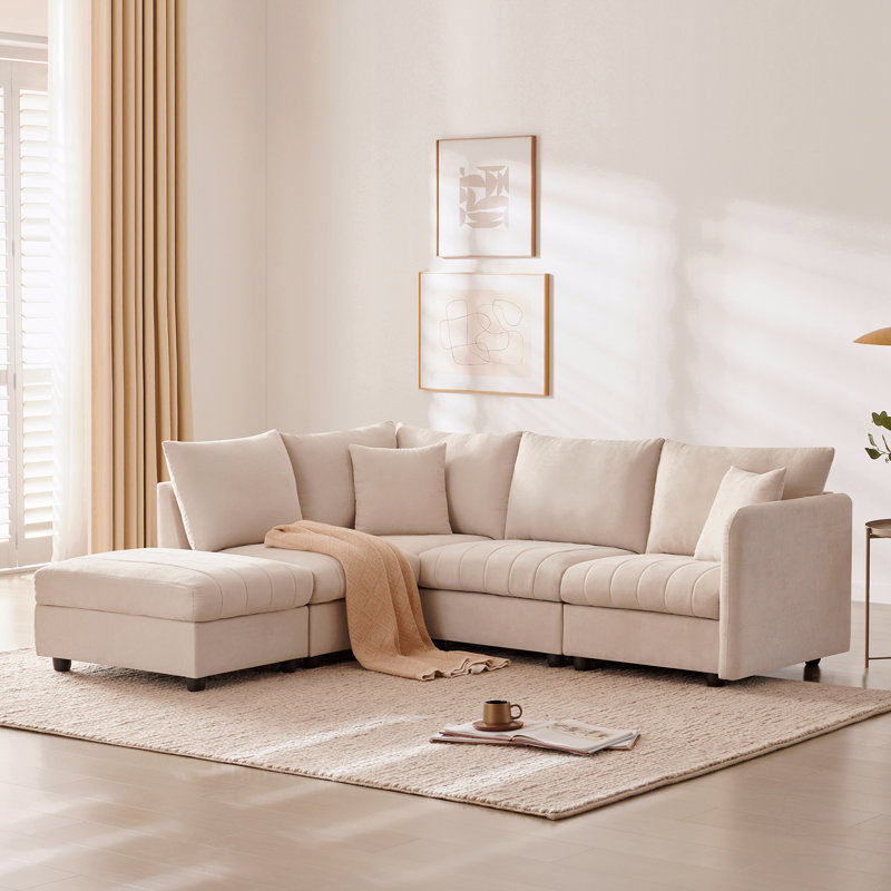 Canapé modulaire Emmilee, Tissu beige