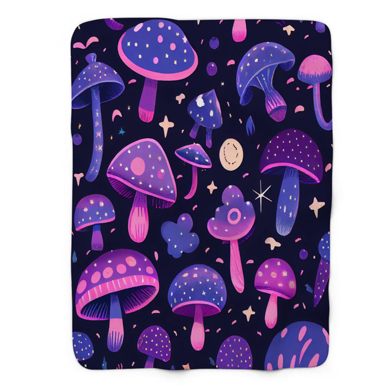 Enchanting Magic Mushroom - Jeté Sherp 1 pièce de qualité supérieure, Grand lit