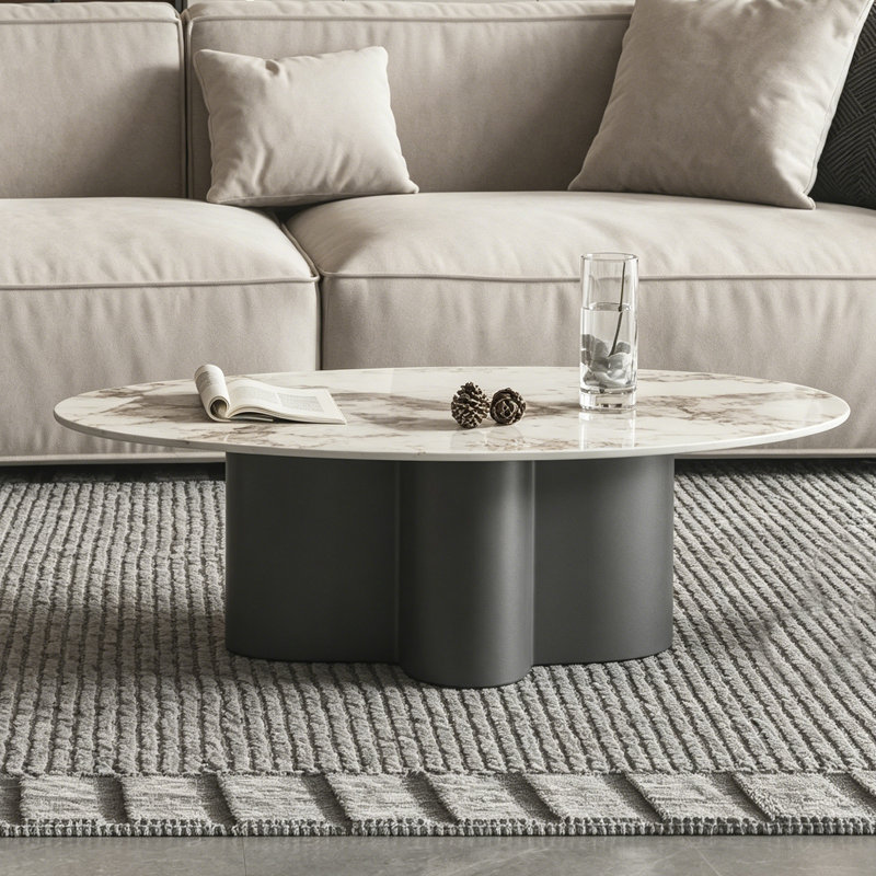 Table basse simple de salon moderne simple, H 14,56 po x L 51,18 po x l 27,55 po, White/Taupe/Black