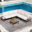 Ensemble de meubles de patio modulaire d'extérieur 6 pièces avec table basse-129177934-129177931