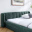 Structure de lit tapissier grand format avec tissu épais, lit plateforme grand format en chenille avec tête de lit et structure solide-2083226829