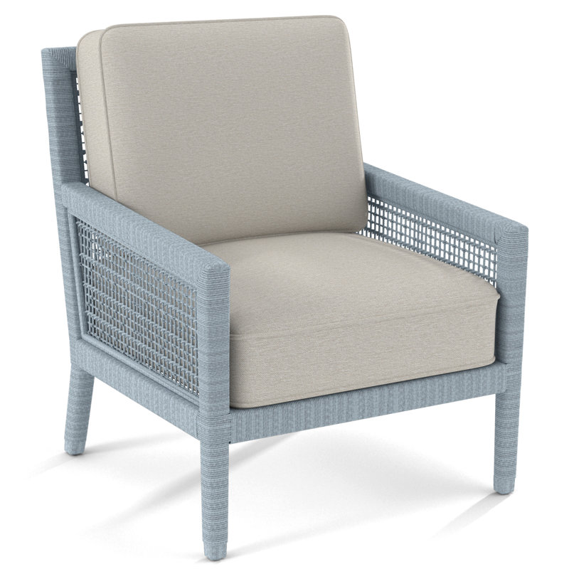 Harper Upholstered Armchair, White Performance Fabric; 0851-94, Sea Glass