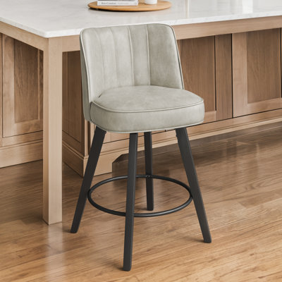 Tabouret de comptoir pivotant en bois massif H 26 po Condredge