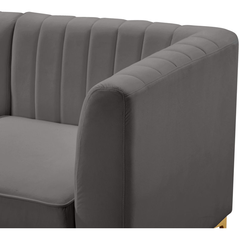 Canapé modulaire en velours réversible de 145 po de largeur Enson, Velours gris