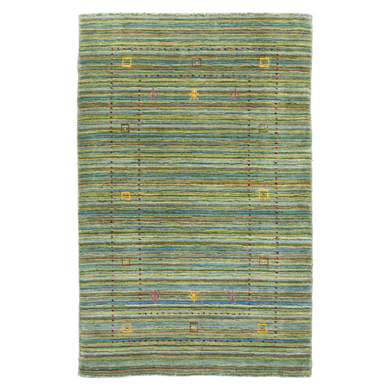 Tapis vert Kashkuli Gabbeh 3 pi 0 po x 4 pi 7 po