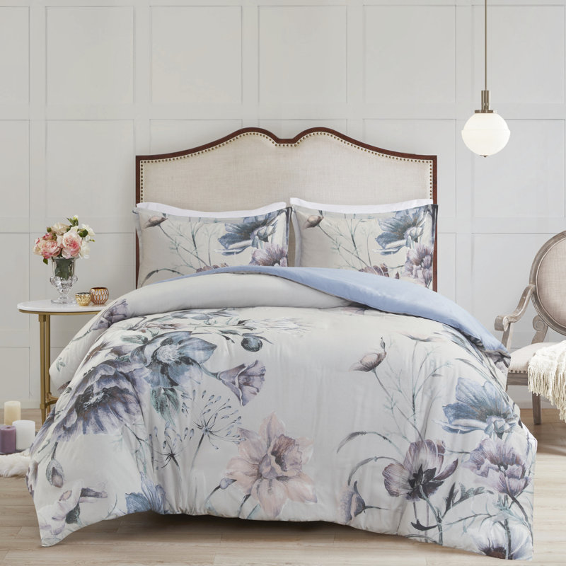 Ensemble de housse de couette 3 pièces en coton Shabby Chic