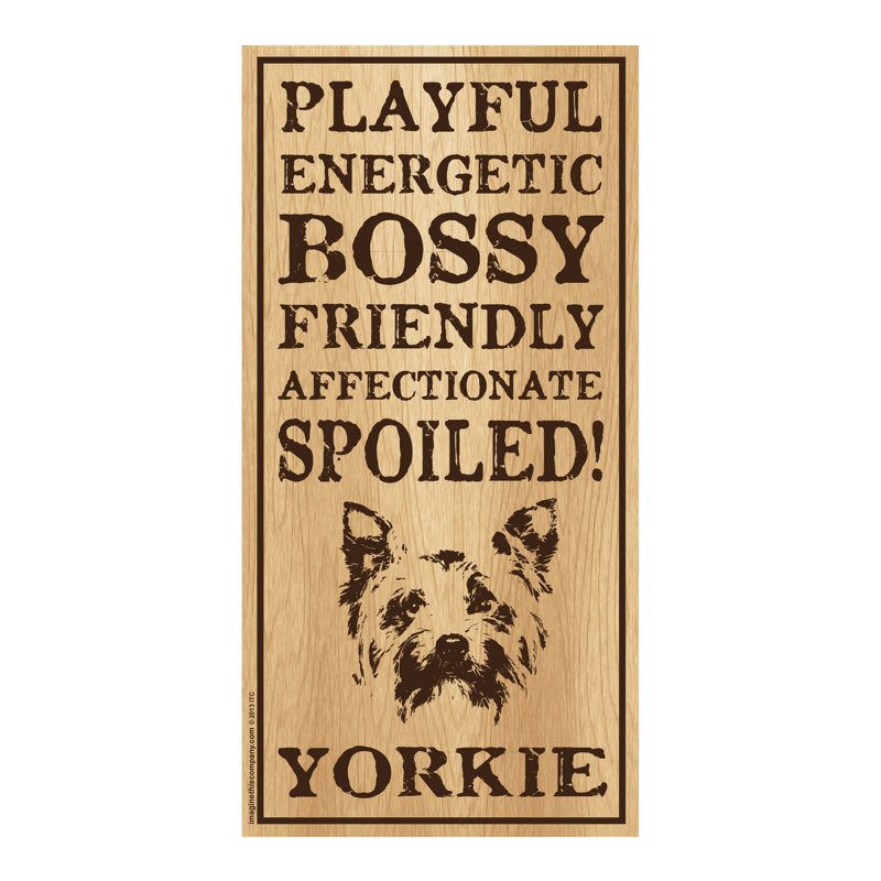 Plaque verticale en bois gâté Yorkie