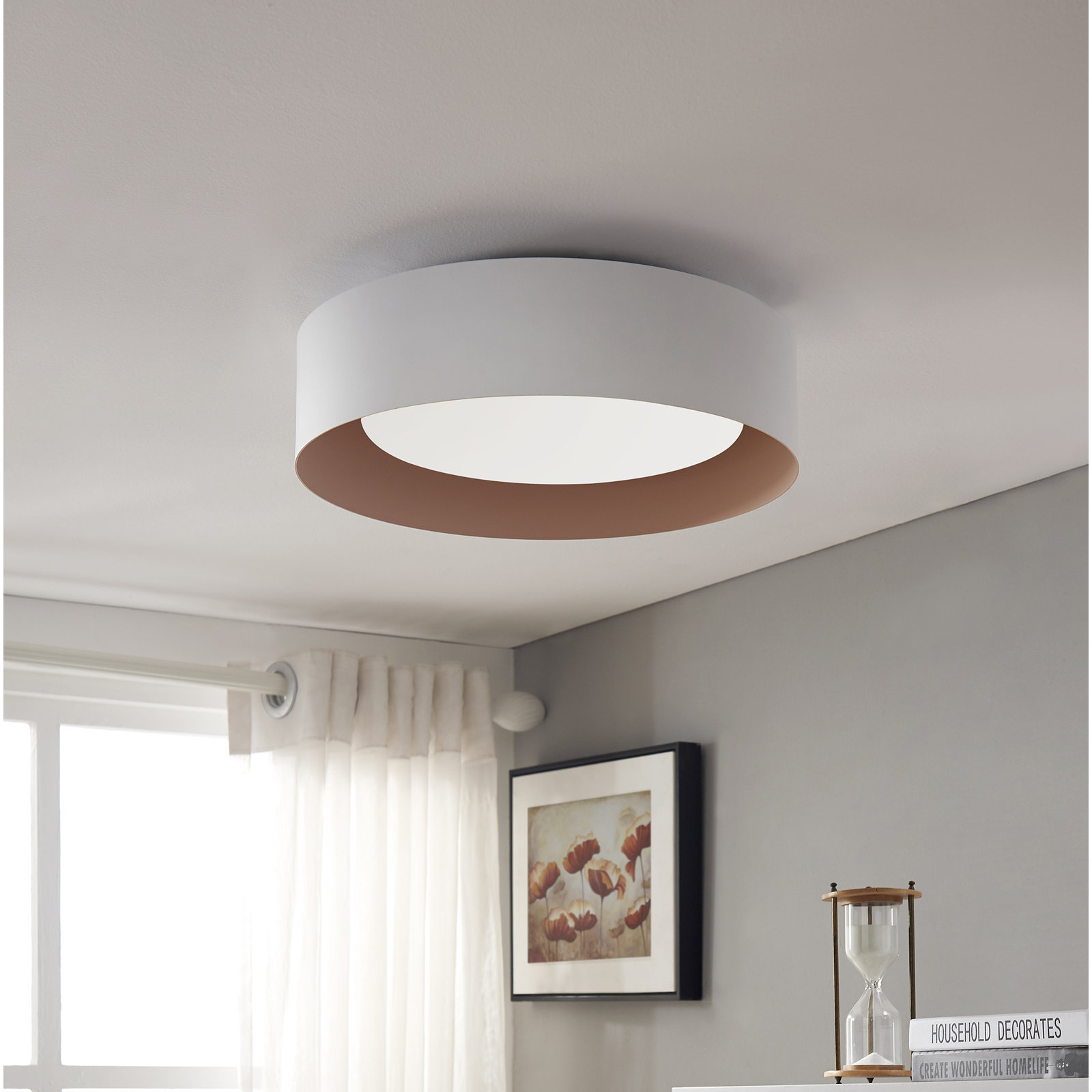 Savita 16" 3-Light Flush Mount, White/Natural