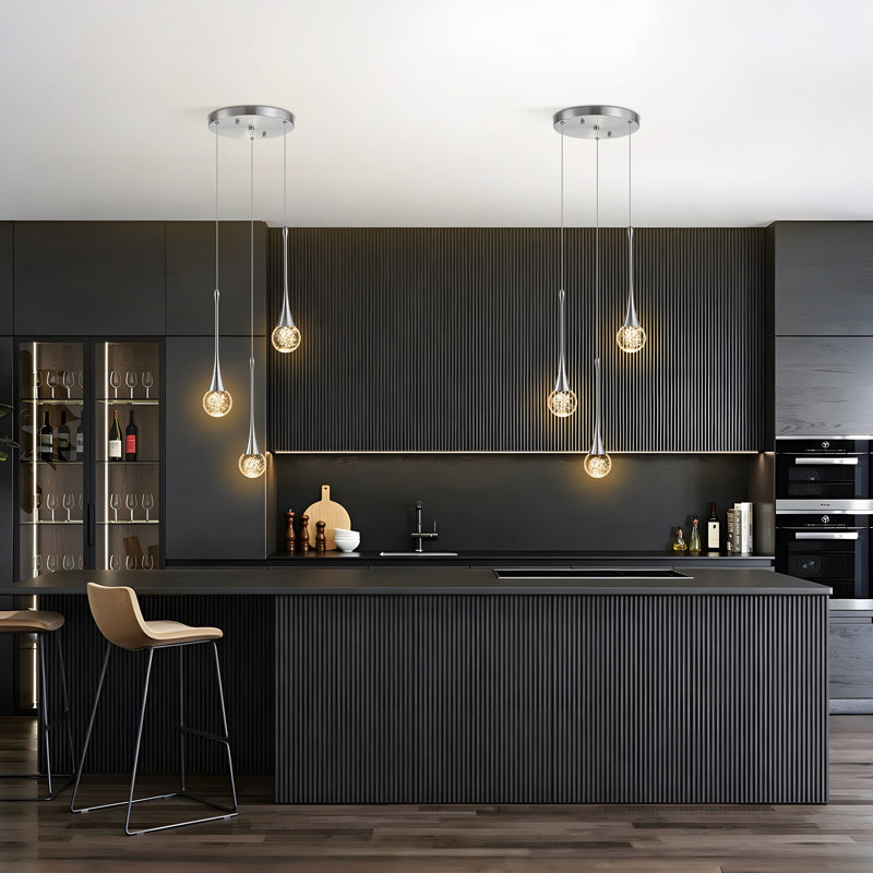 Luminaire suspendu grappe 3 lumières DEL 4500K, Nickel, 3000K