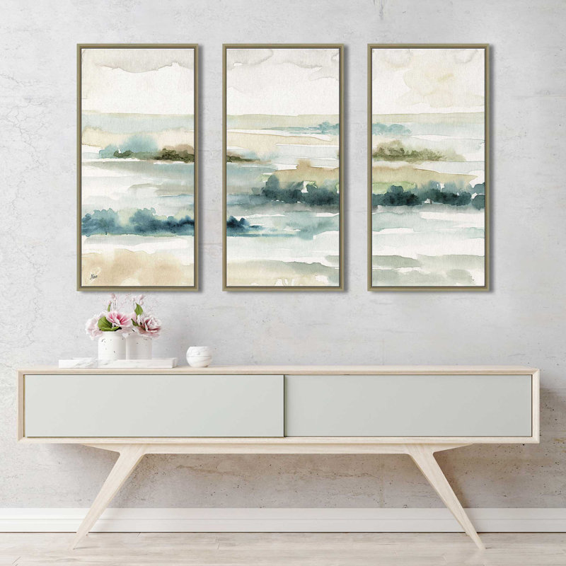 «Pastel Panorama» par Nan - ensemble de 3 reproductions sur toile flottantes, H 41,5 po x l 64,5 po x P 2 po