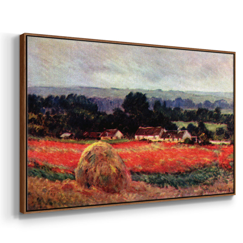 «The Poppy Blumefeld (The Barn)», reproduction sur toile par Claude Monet, H 27 po x l 41 po x P 2 po, Toile avec cadre noyer