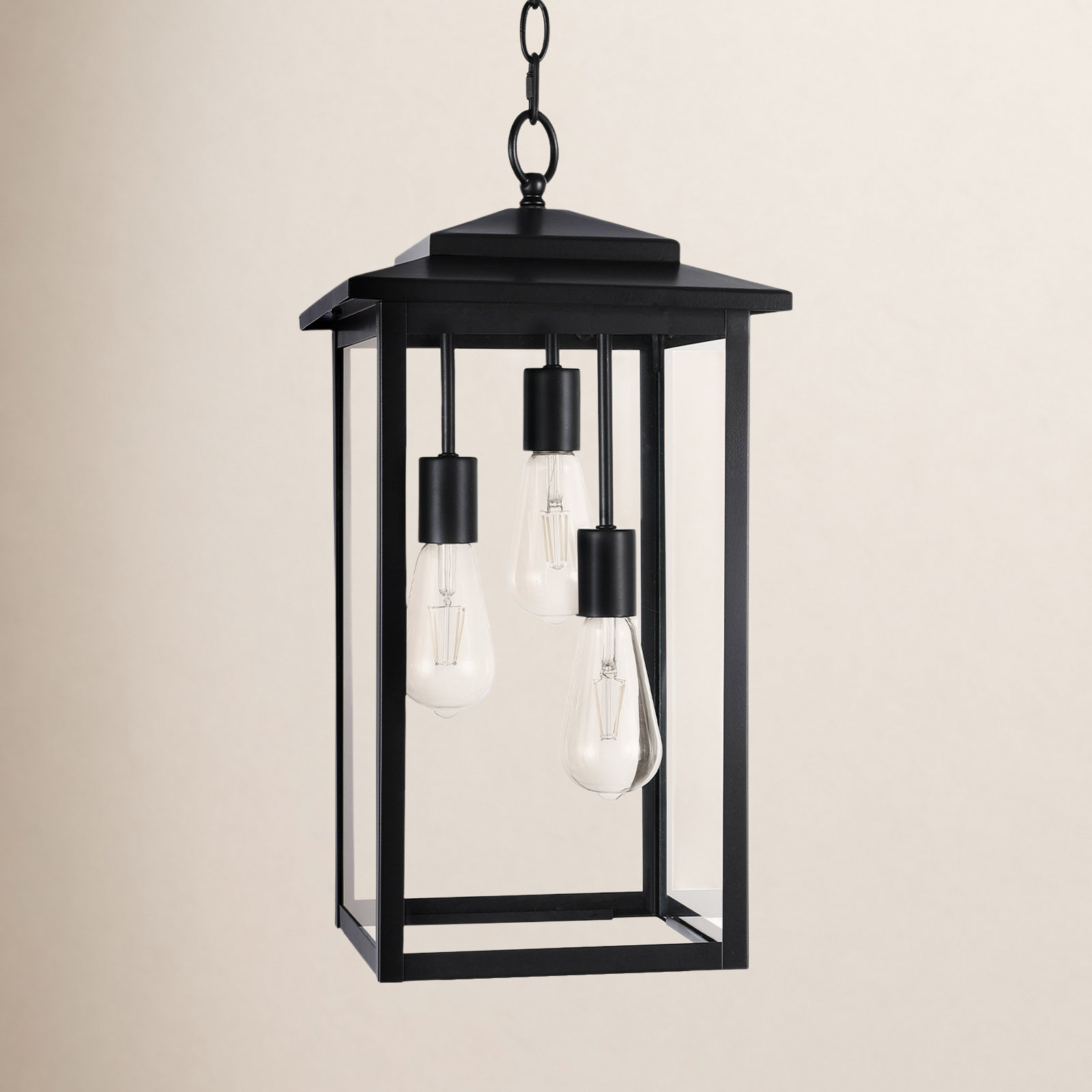 Birten 3 - Light 20.9“ H Outdoor Hanging Lantern, Matte Black