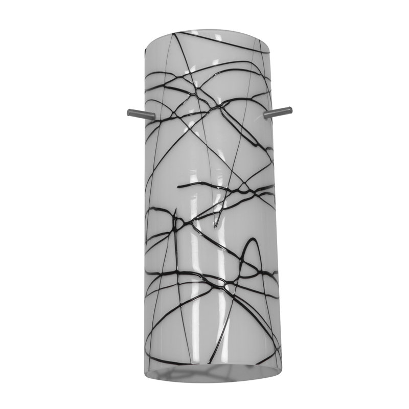 Cylindre - abat-jour en verre suspendu, Noir et blanc