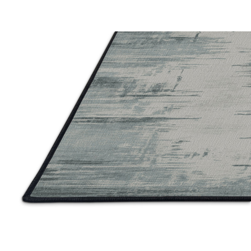 Machine Washable Abstract Gray Area Rug, Square 6'