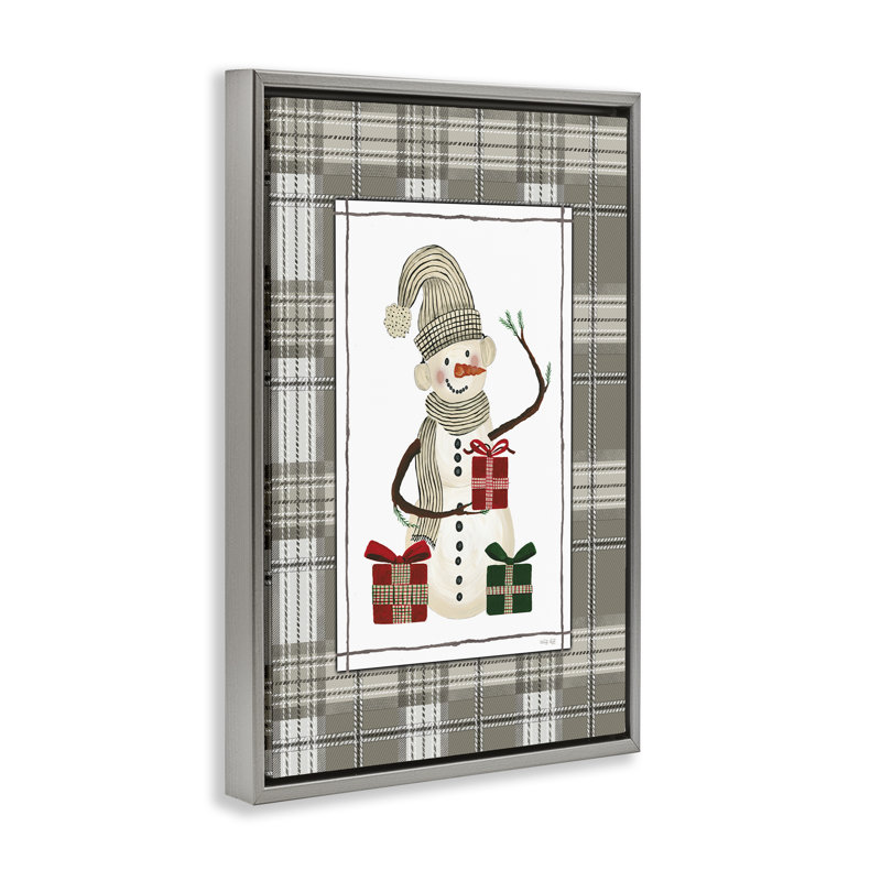 Cadre flottant écossais Cozy Winter, par Cindy Jacobs, H 31 po x l 21 po, Cadre flottant gris lustré