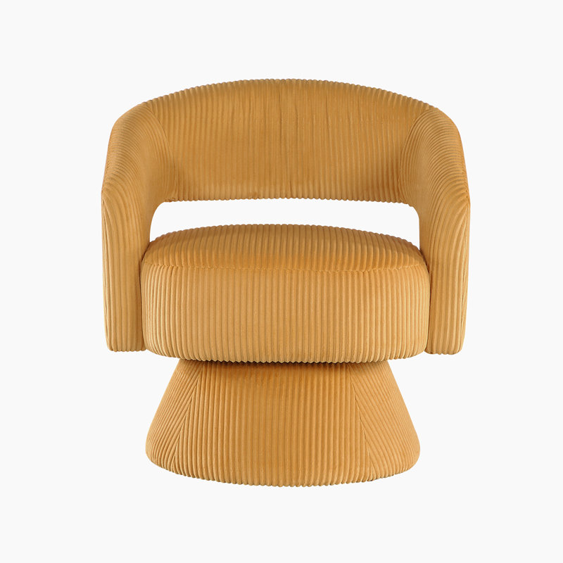 Chaise pivotante moderne et contemporaine de 27 po avec revêtement en velours côtelé Yanitzia, pivot à 360 degrés, ressorts en mousse