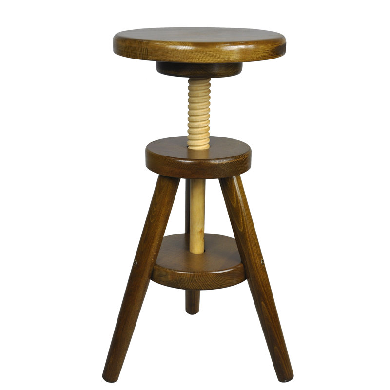 Paz Swivel Solid Wood Adjustable Height Counter Stool, Eiche
