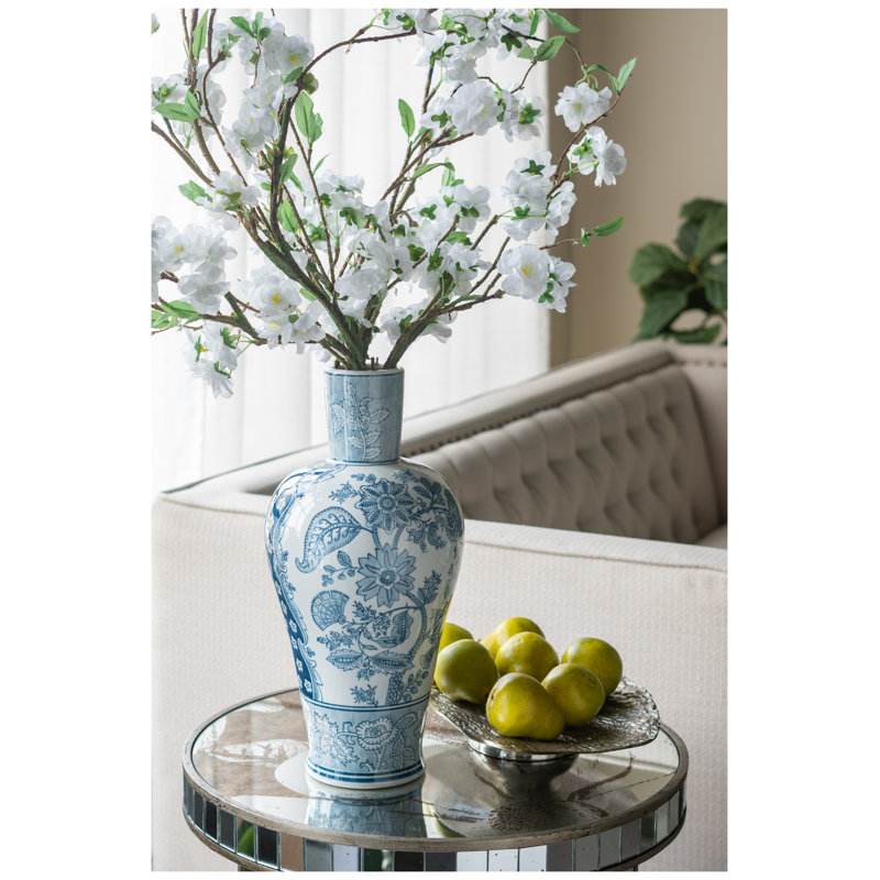 D8.1x16.9 "Vase en porcelaine à motif floral bleu et blanc