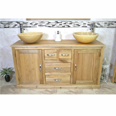 Early 1430 mm Freestanding Double Vanity with Vessel Ceramic Basin