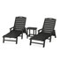 Ensemble de chaise longue 3 pièces avec table d'appoint Nautical