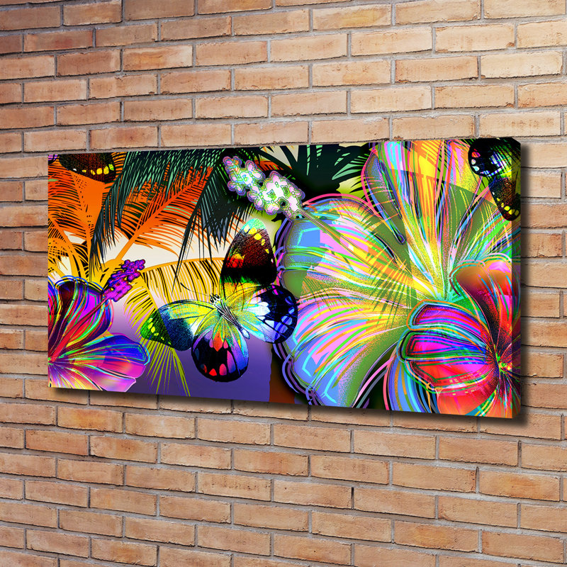 Flowers And Butterfly - Wrapped Canvas Print
