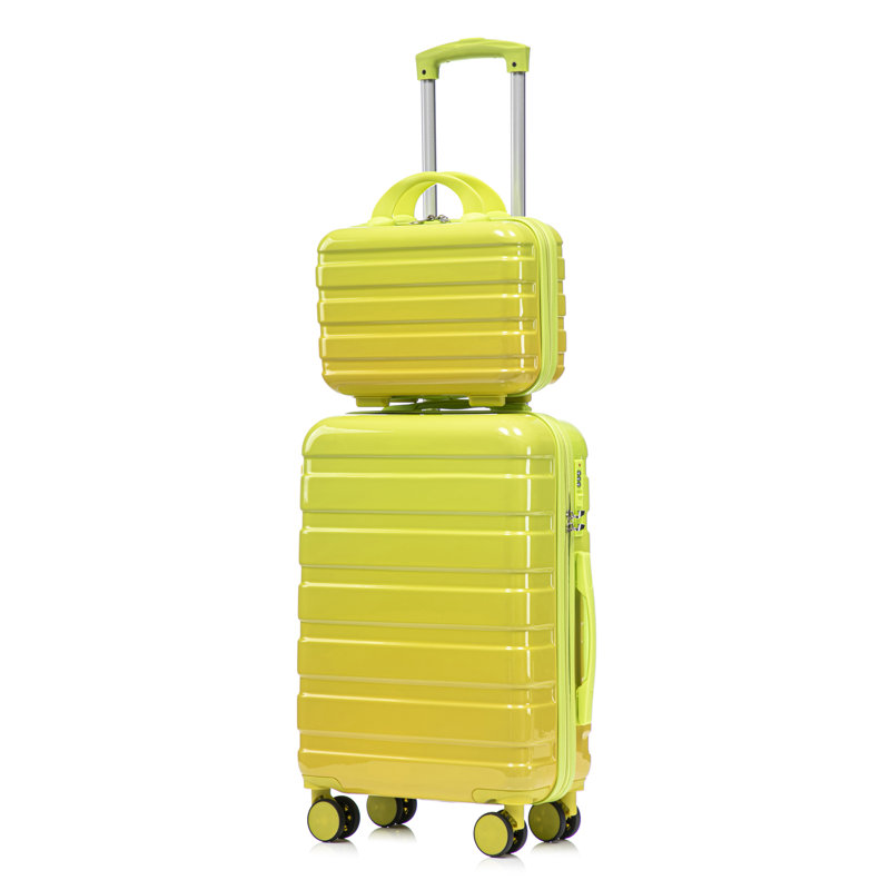 14"/20" 2 Pcs/Set In PC Spinner Wheel Luggage, Carry On Suitcase, With Gradient Colour And Combination Lock