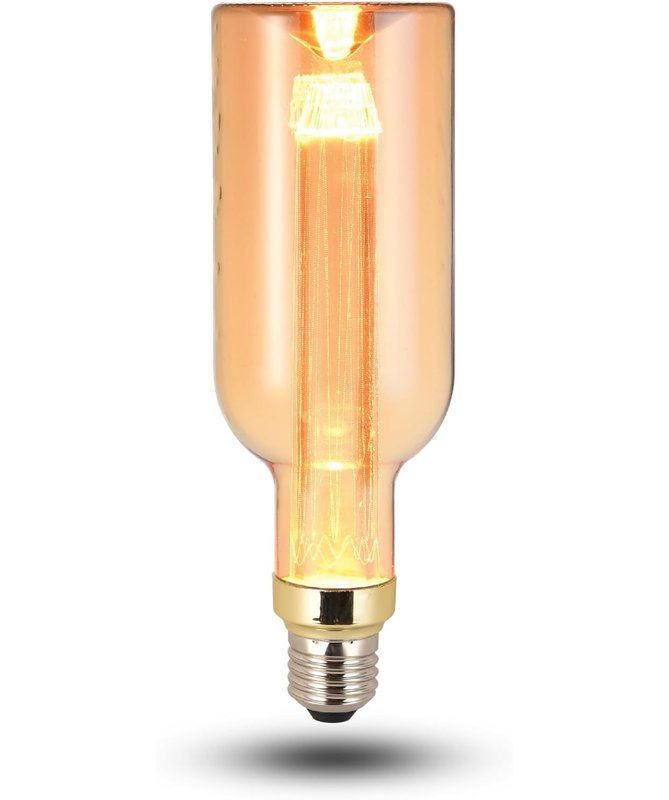LED Filament Light Bulb, E27 Edison Base Bottle Shape 3W Bulb, Vintage Tubular Screw Light Bulb, Non Dimmable Decorative Bulbs No Flicker Amber Glass Warm White, E27 Screw Bulb