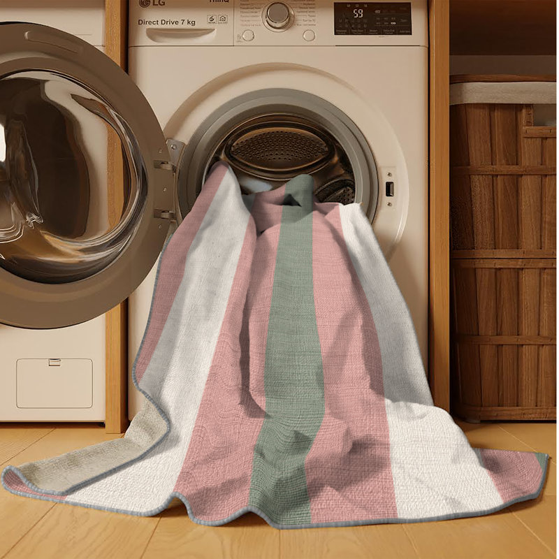 Tapis brun à carreaux lavable à la machine, Rond 7 pi