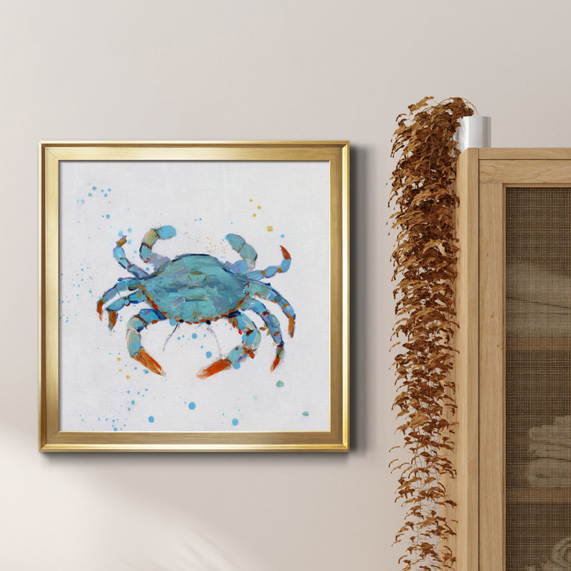 Bulle bleue - Peinture sur toile encadrée, Encadrement doré, H 30,5 po x l 30,5 po x P 1,5 po