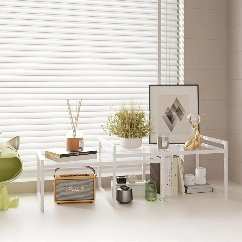 Set Of 2 Kitchen Cabinet Organizer Shelf Stackable Sturdy Metal, 6.89" H x 12.8" W x 7.68" D