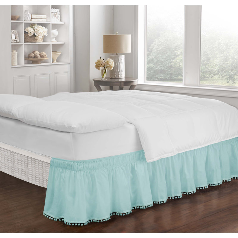 Ruffled Wrap Around Bed Skirt, Twin/Full, Blue