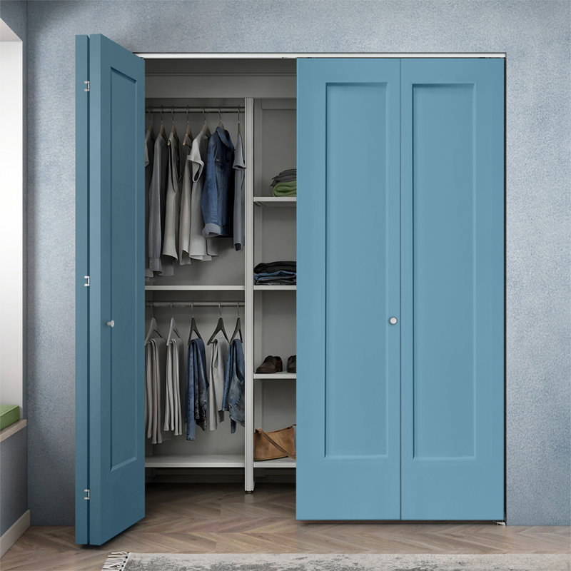 Panelled Manufactured Wood and Metal Hollow with Installation Hardware Kit, 80" H x 48" W, Dignity Blue