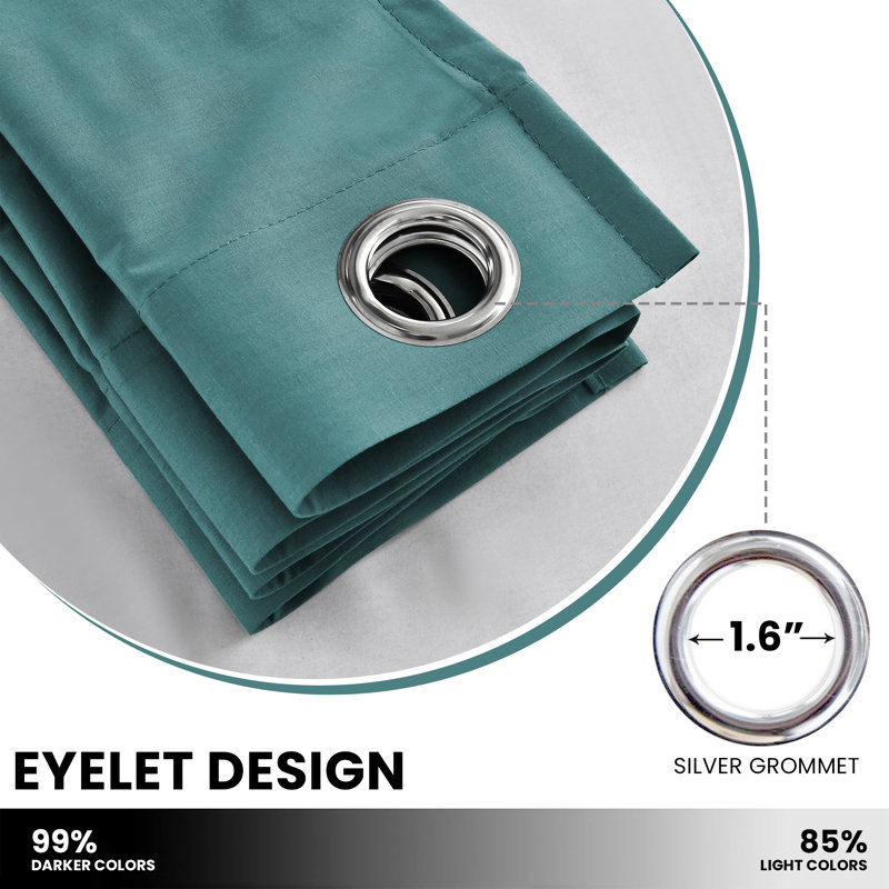 Timiko Blackout Thermal Insulated Curtain Panel, 52" W x 84" L, Teal