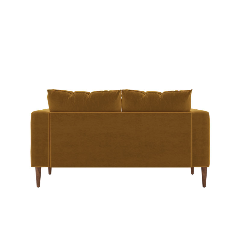 Essential Loveseat, Mustard Recycled Velvet, Dark Brown