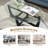48" Oval Glass Coffee Table with Wood Base, Black-58466501-58466500