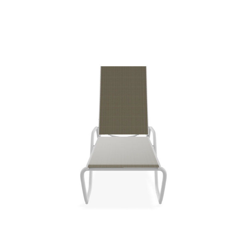 Outdoor Rust-Resistant Metal Chaise Lounge, Brown Sunbrella® Tweed, Textured White
