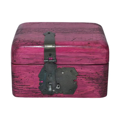 KEEPSAKES COLLECTION WOODEN TRINKET BOX IN MAGENTA, WITH KEY