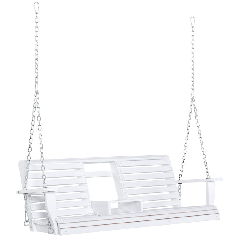 Balancelle 3 places en bois blanc avec table basse, White