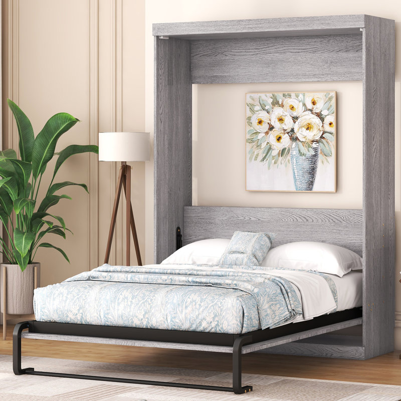 Lit double, gris - Transformation d'armoire et option d'optimisation de l'espace