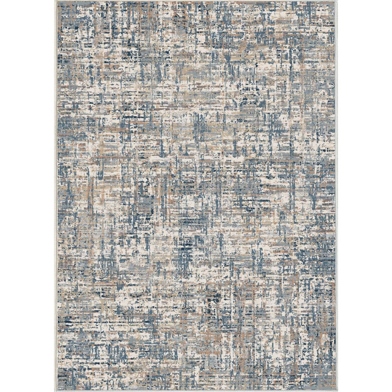 Abstract Blue / Gray Machine Washable Non-Slip 8' x 10' Area Rug 