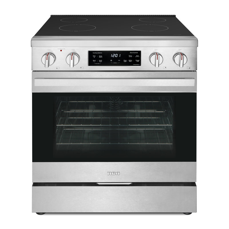 30 po 4,6 pieds cubes Cuisinière électrique avec 4 brûleurs de surface et four à convection en acier inoxydable