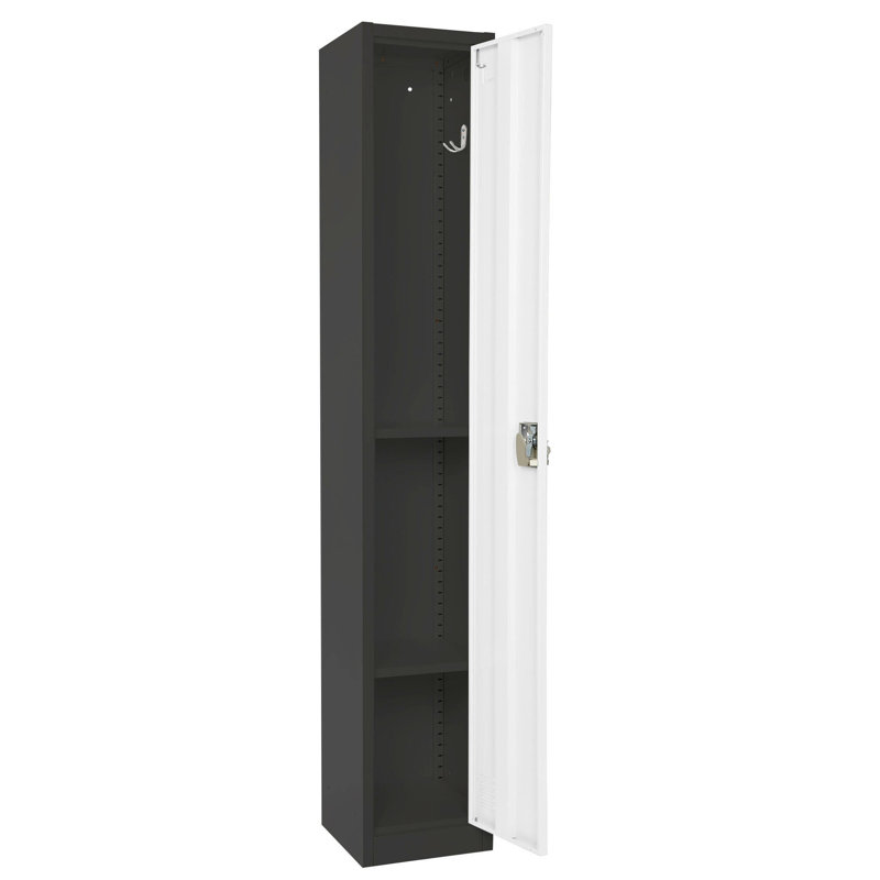 Black and White Steel Office Storage Locker with Adjustable Shelving