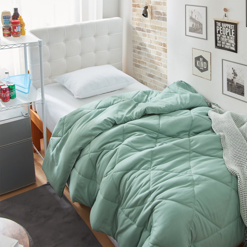 Reversible Microfiber Twin XL Dorm Comforter, Iceberg Green