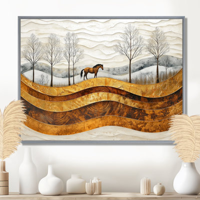 Horse Wood Sunrise Of The Horizon Rider I - Horse Canvas Wall Art
