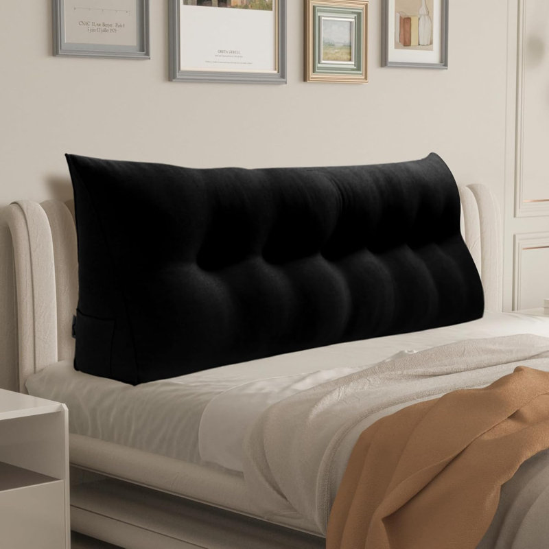 180cm Curved Headboard Pillow, 50cm H x 180cm W, Black