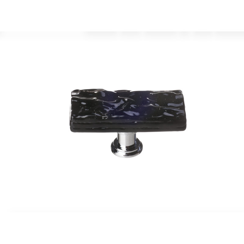Glacier 1 1/4" Length Square Knob, Skinny Long Knob, Polished Chrome, Black