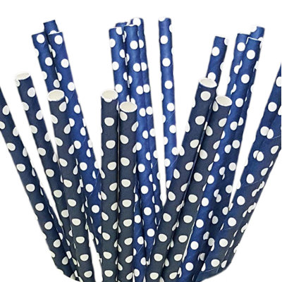 Pailles en papier à pois bleus et blancs - bricolage de fête, pots Mason, douche de bébé, paillettes à chevrons et à pois 125
