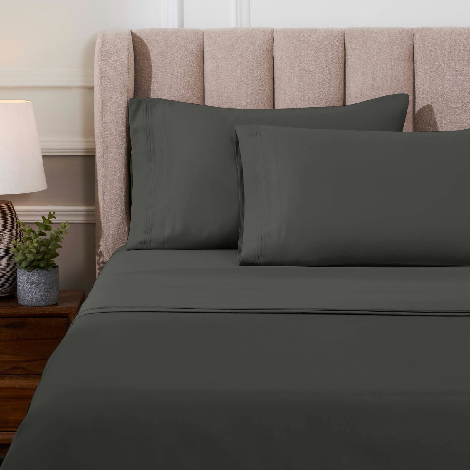 Simba Luxury 1000 Thread Count Egyptian-Quality Cotton Sateen Sheet / Pillowcase Set Collection, Gray